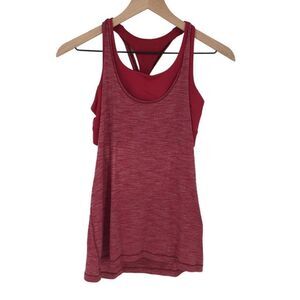 Lululemon Twist & Toil Tank Top Women 6 Heathered Dark Pink Built in Bra #H